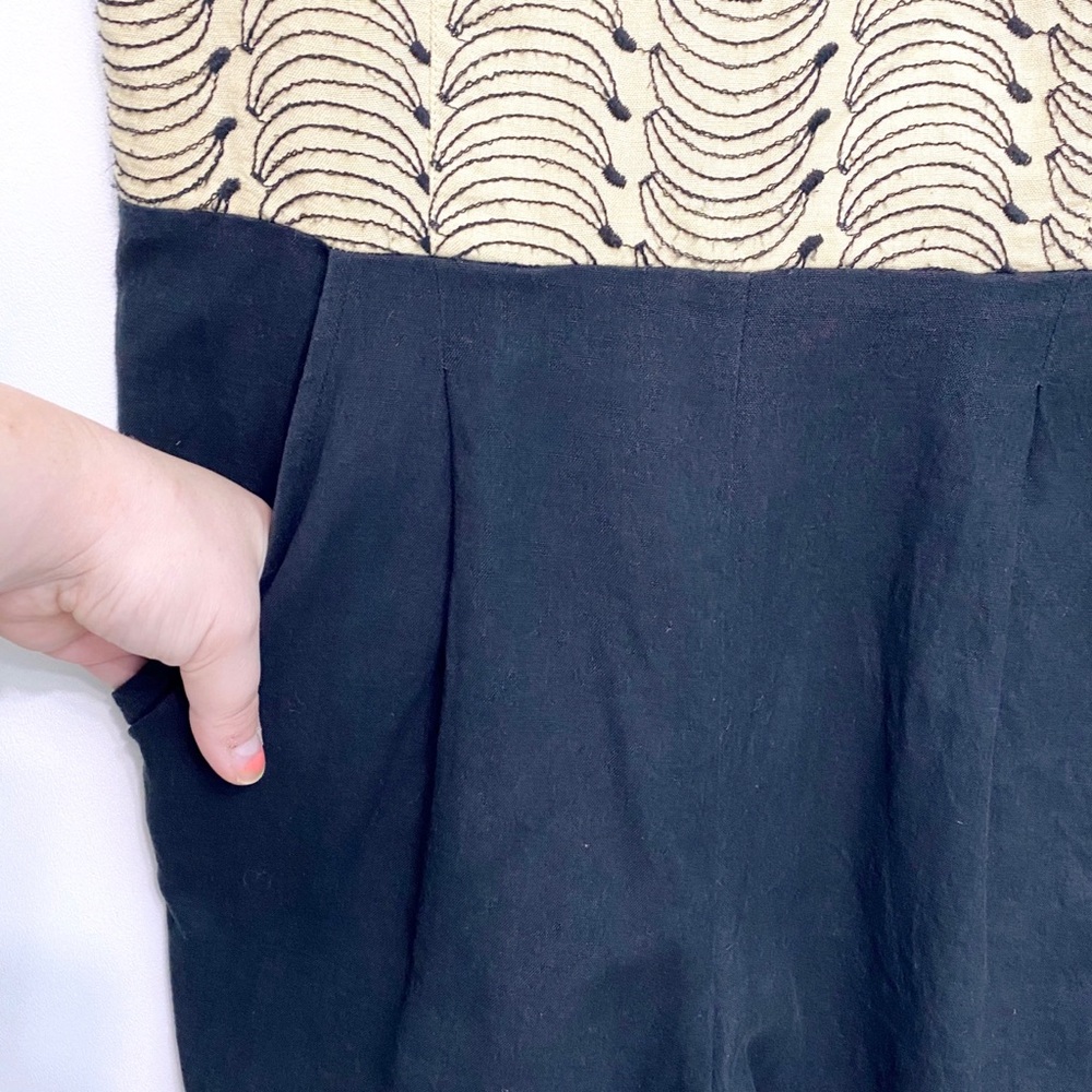 anthro | lilka banana bunch embroidered romper linen smocked s - Picture 7 of 13